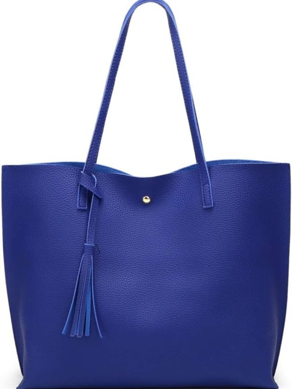 Soft Faux Leather Tote Shoulder Bag - Big Capacity with Tassel Detail, Chic